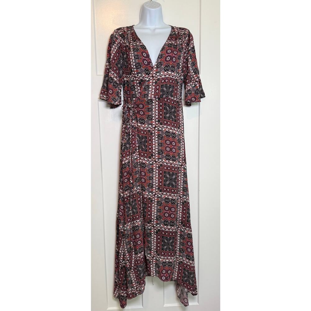Earthbound Trading Co Wrap Dress Festival Size‎ MEDIUM Boho Print